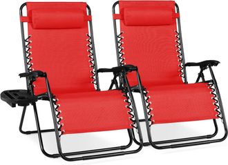 Best Choice Products Set of 2 Extra Wide Zero Gravity Lounge Chair Recliners w/ Cup Holder