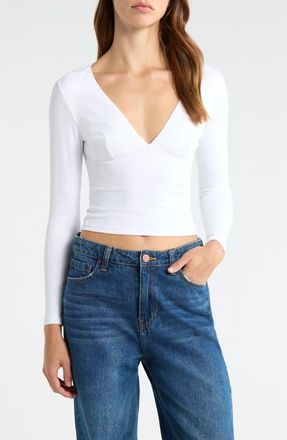 PacSun Gianna V-Neck Top in White at Nordstrom, Size Xx-Small