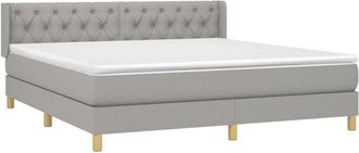 vidaXL Cama Box Spring Con Colch&oacute;n Tela Gris Claro 160x200 Cm Vidaxl