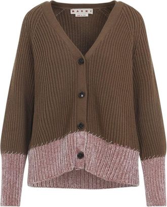 Marni V Neck Bicolor Cardigan