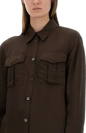 Aspesi Relaxed Fit Viscose Shirt - Brown
