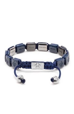Nialaya Blue Ceramic Flatbead Bracelet in Blue /Silver at Nordstrom, Size X-Large