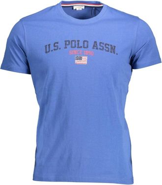 U.S.Polo Association T-shirt met opvallende logo print - Heren - T-shirts - Blauw - L - Katoen - Tops