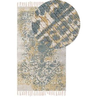 Beliani Tappeto orientale vintage soggiorno verde senape e beige 80 x 150 cm Boyali