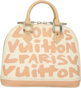 Louis Vuitton Alma Handbag Limited Edition Graffiti Leather White Canvas Bag (Pre-Owned)