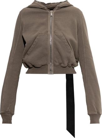 Rick Owens Hooded Sweatshirt - Dames - Vesten met rits - Grijs - XS - Katoen - Hoodies & sweatvesten