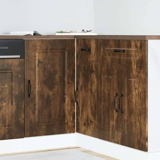 Berkfield Home Kitchen Base Cabinet Kalmar Smoked Oak Engineered Wood in Brown