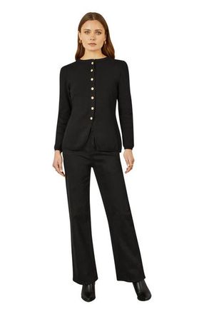 Yumi Chic Peplum Button Up Cardigan in Black at Nordstrom, Size Medium