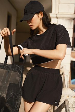 Alo | Mesh Mirage Short in Black, Size: Large