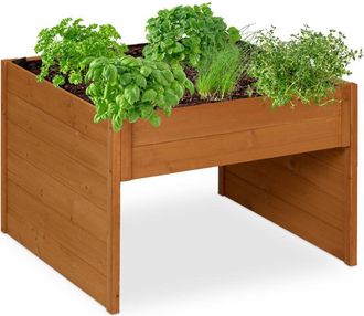 Relaxdays Garaje Para Robot Cortac&eacute;sped, Cubierta De Madera, 52,5 X 79 X 74 Cm, Maceta, Cobertizo Para Segadora, Naranja - Relaxdays