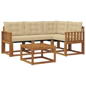 vidaXL Conjunto De Sof&aacute;s De Exterior Con Coj&iacute;n 5 Pcs Natural Y Beige Vidaxl