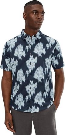 Vince Blurred Roses Short Sleeve French Placket Shirt Mens Clothing Studio Combo : LG, Cotton/Lyocell