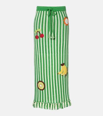 Alemais Sundae crochet embroidered cotton maxi skirt