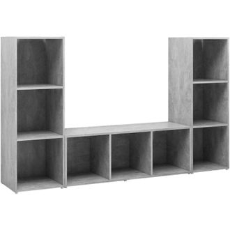 vidaXL Vidaxl - Muebles De Sal&oacute;n 3 Piezas Madera Ingenier&iacute;a Gris Hormig&oacute;n