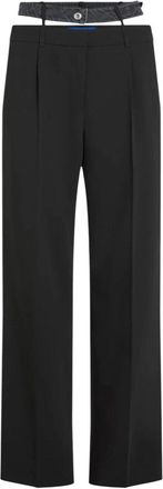 Karl Lagerfeld KLJ Mixed Material Pant - Dames - Wijde Broeken - Zwart - S - Denim - Broeken