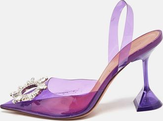 Amina Muaddi Purple Pvc Begum Slingback Pumps