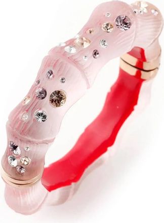 Gold & Honey Womens Swarovski Crystal Bamboo Bangles In Light Pink
