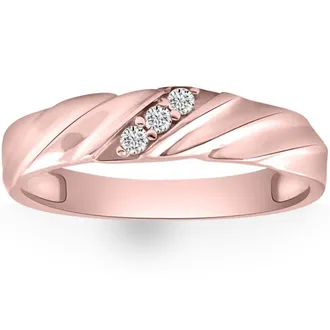Pompeii3 VS Diamond 3-Stone Mens Wedding Band in White, Yellow, or Rose Gold Lab Grown