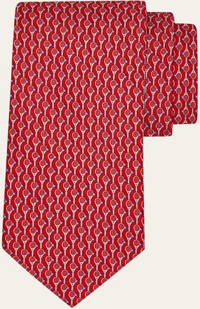 Ferragamo Mens Tennis-Print Silk Tie