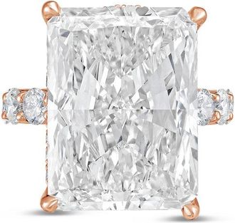 Diana M. Jewels 14kt rose gold 4ct lab grown Radiant Diamond Ring with Pav&eacute; Round Band