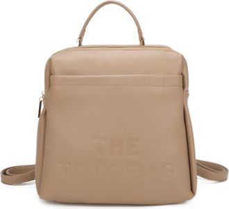 Generic Vegan Pebbled Leather Backpack, Casual Style Tote Daypack (Beige)