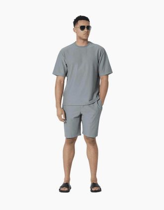 883 Police Mens Aspwell Welland Waffle Textured Cool Grey Shorts Set - Size: XXL