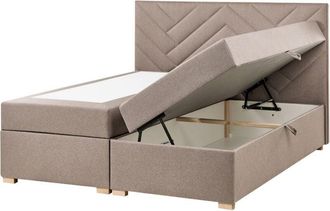 Beliani Divan Bed with Storage Fabric ESQUIRE 160 x 200 cm (EU King Size) Taupe