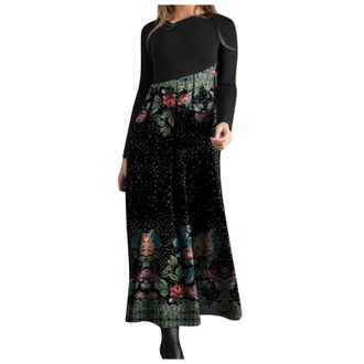 Generic Gray My Recently Ladies Long Sleeve Dresses Floral Dresses Homecoming Dress for Women Crew Neck Formal Prom Party Evening Gowns Modest Victorian Maxi 