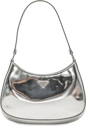 Prada Pre-owned Womens Brushed Leather Cleo Shoulder Bag - Silver - One Size
