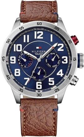 Tommy Hilfiger Accessoires, Heren, Grijs, ONE Size, Leer, Trent Horloge