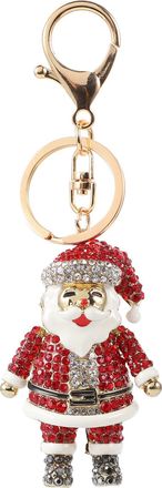 Supvox Christmas Santa Claus Keychain Alloy Pendant Red Crystal Decoration, Creative Bag Hanging Ornament for Holiday