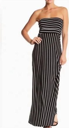West Kei Strapless Striped Maxi Dress In Black, White