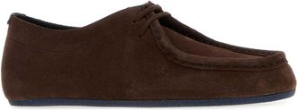 Jil Sander Mens Suede Lace-Up Flat Brown Calf
