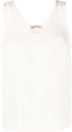 Twin-Set scallop-edge tank top - women - Viscose/Silk/Polyester - 44 - White