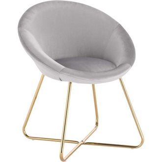 Woltu 1x Sedie da Pranzo in Velluto Sedie da Cucina Moderne con Gambe in Oro Metallo per Soggiorno, Grigio Chiaro