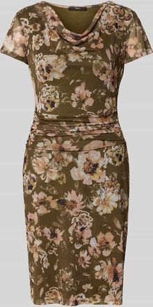 Zero Knielanges Kleid mit Wasserfall-Ausschnitt und Taillenband in Khaki, Größe 34