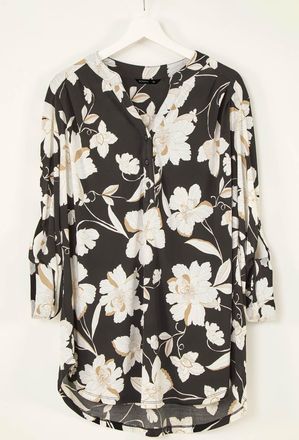 Roman Floral Puff Print Stretch Shirt