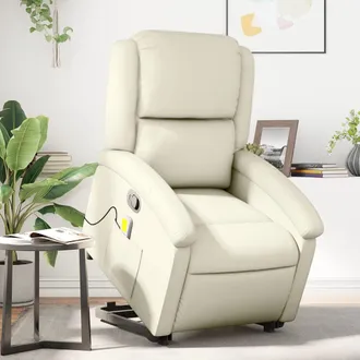 vidaXL Vidaxl - Sill&oacute;n Reclinable De Masaje De Pie Cuero Artificial Color Crema
