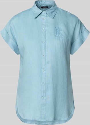 Lauren Ralph Lauren Relaxed Fit Hemdbluse aus reinem Leinen in Blau, Gr&ouml;&szlig;e XL