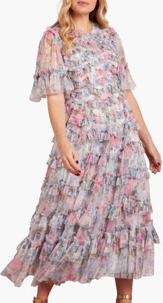 Needle & Thread Camilles Garden Round Neck Dress in Moonshine at Nordstrom, Size 14