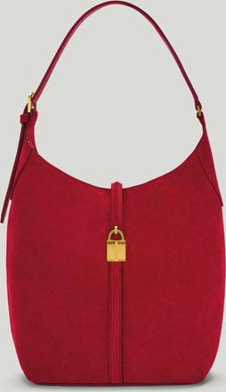 DeMellier The Siena Bucket in Berry Red Suede Leather Shoulder bag