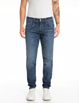 Replay Slim-fit-Jeans REPLAY Anbass, Herren, Gr. 30, L&auml;nge 34, blau (dunkelblau 924), Denim/Jeans, Obermaterial: 99% Baumwolle, 1% Elasthan, slim fit normal,