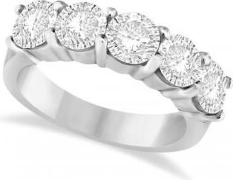 Allurez Five Stone Lab Grown Diamond Ring Anniversary Band 14k White Gold (2.50ctw)