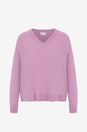 Hemisphere Leichter Boxy-Pullover mit V-Ausschnitt aus Wolle