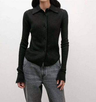 Mfpen Knitted Rib Shirt In Washed Graphite