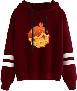 Generic Grian Waffle Head Dream Team SMP Fashion Mens Hoodie Casual Loose Tracksuit (Red,XXL)