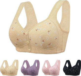 Generic Ellymuse Daisy Bras for Older Women UK Front Fastening Closure Bras Push Up Lisa Charm Comfort Wireless Full Coverage Everyday Bras Plus Size Cotton B