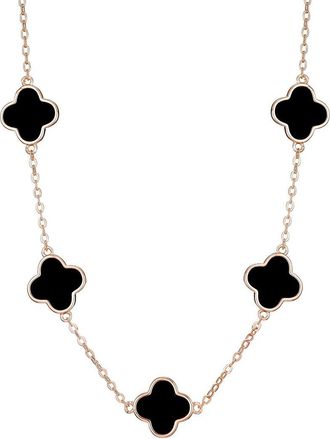 Adornia Adornia 14K Rose Gold Plated Black Clover Station Necklace