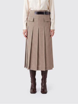Semicouture Cressida High-Waisted Check Wool Pleated Midi Skirt