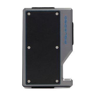 Piquadro Accessoires, unisex, Zwart, ONE Size, Leer, Aluminium Mag Safe Kaarthouder met Elastische Band